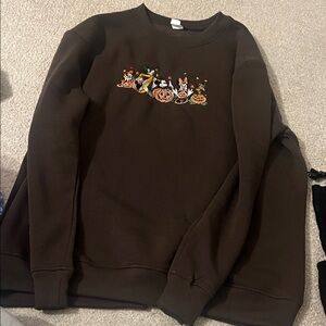 Embroidered Halloween Mickey and friends brown sweatshirt